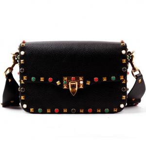 China 2016 new European and American women's shoulder bag bag diagonal color rivet leather handbags on sale