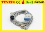 Round 6 Pin One piece 5 leads ECG cable with snap for mindray, medical ecg cable