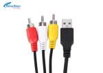 USB 2.0-3 RCA Male Plug Audio Extension Cord , AV Adapter Audio Lead Cable