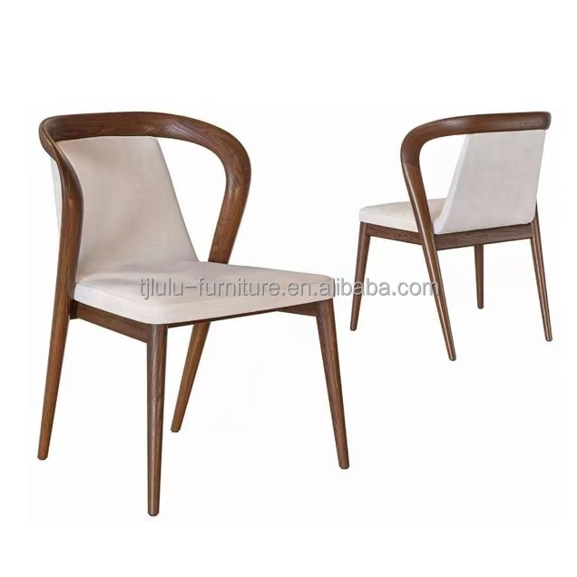 White/Brown Nordic Design Modern Sample Restaurant Chairs Solid Wood PU Leather Dining Room Chair