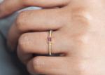 Thin Diamond 9K Gold Ring 0.20ct 2.5MM Width for Engagement Prong Setting Type