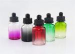 Round Color Gradient Glass Small Dropper Bottles , Olive Oil Glass Bottles With