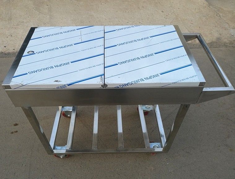Stainless Steel Kitchen Condiments Trolley For Wok Stove with 12 Containers Capacity