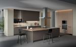 Wood Veneer Italian Style Kitchen Cabinets Design Customized With Storage