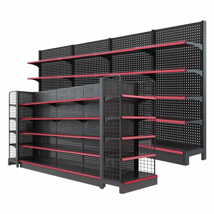 Factory custom color size double-sided supermarket racks wholesale hypermarket racks
