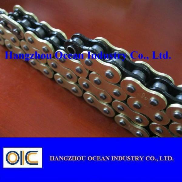 Quality Custom 520 X Ring Motorcycle Chain With Black Inside Yellow Outerside for sale
