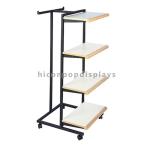 Custom Design Metal Wood Garment T - Shirt Clothing Display Racks Flooring