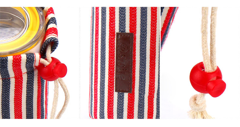 Waterproof Cotton Drawstring Stripe Water Glass Bottle Cover Carry Bag