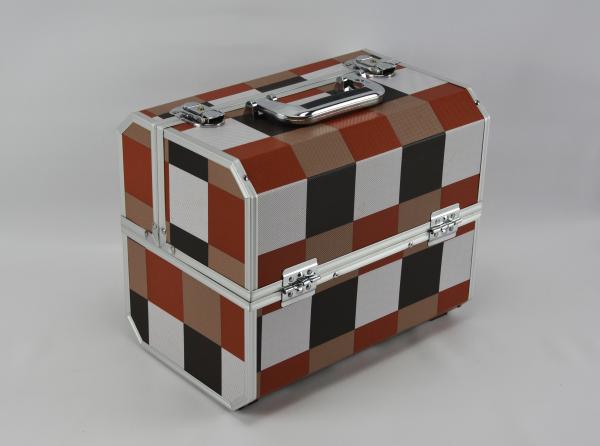 PU Leather Aluminum Cosmetic Case Two Locks And One Handle Size 300 * 220 *
