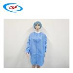 Industrial Disposable Blue Laboratory Coat With SMS Material Construction