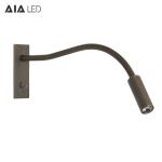 Good quality recessed mounted 3W reading wall lamp hotel led flexible arm