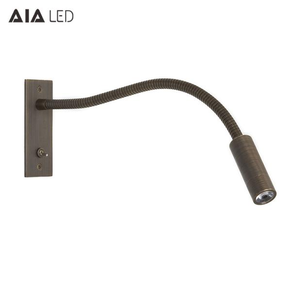 Good quality recessed mounted 3W reading wall lamp hotel led flexible arm