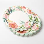 Disposable Flower Round Paper Plate Valentine Day Party Supplies Tableware Food