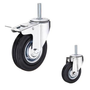 Wholesale 4 Inch Solid Rubber Casters Swivel Locking Threaded Stem Caster Wheels With Covers from china suppliers