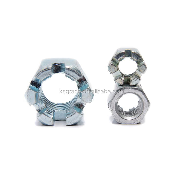 Round Lock Hexagon Slotted Nuts For Automotive Industry
