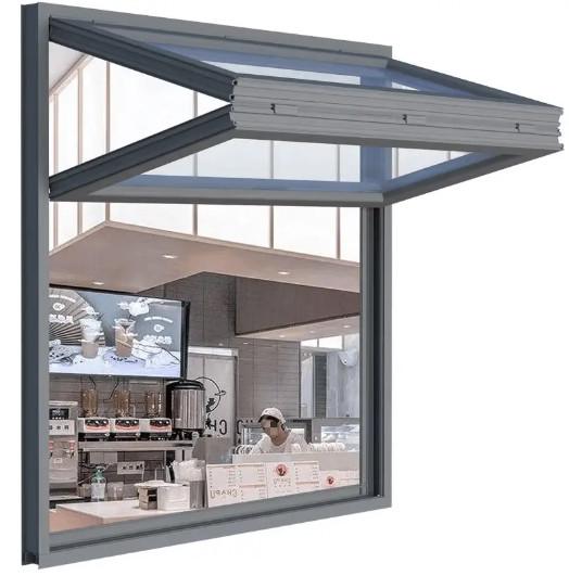 Glass Restaurant Bar Store Vertical Aluminium Fold Up Windows with Tempered and