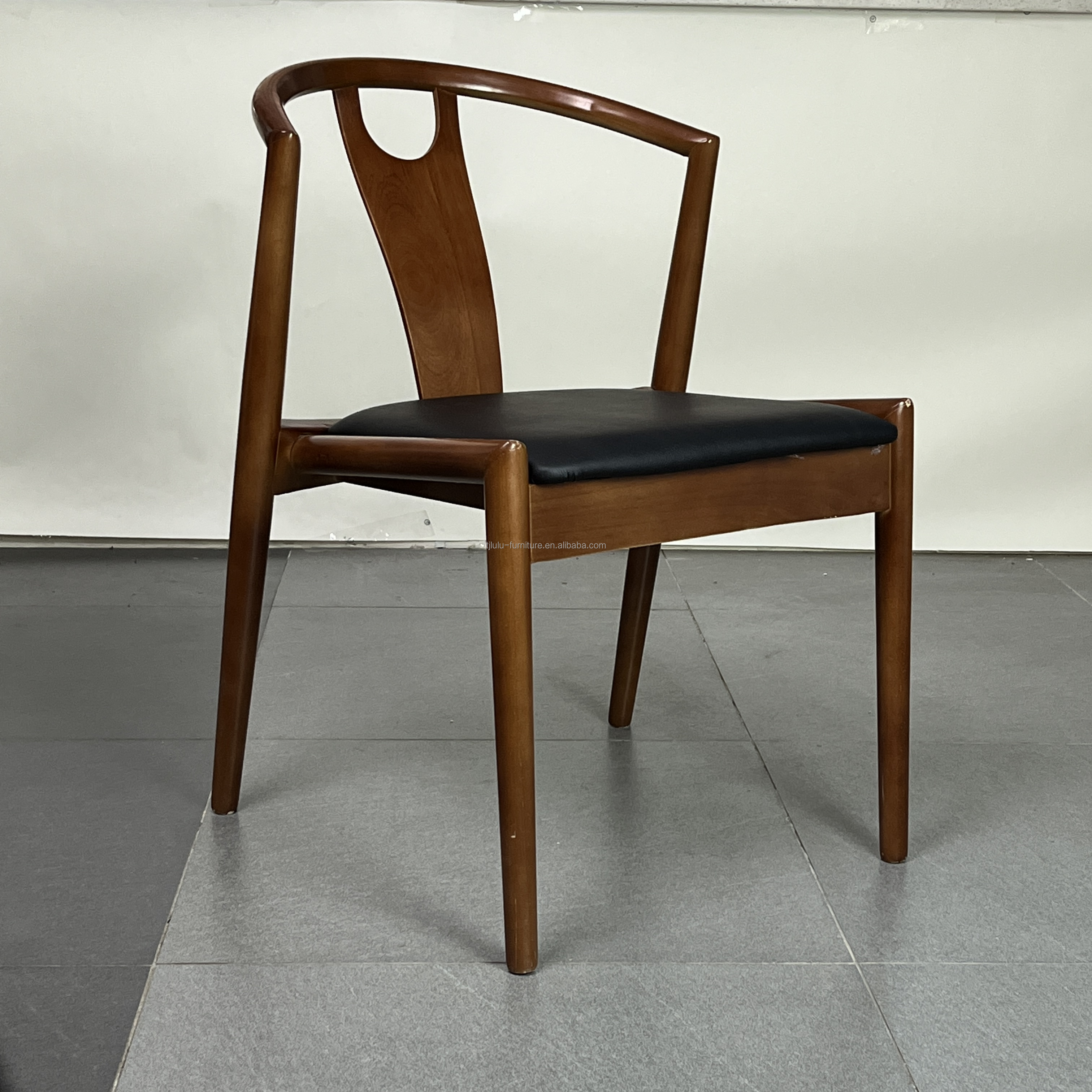 Japanese Wooden Wingback Stackable Dining Chair with Adjustable Height and Customization