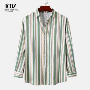 Wholesale Custom Logo Vertical Striped Casual Dress Shirts for Men in Viscose/Polyester/Spandex from china suppliers