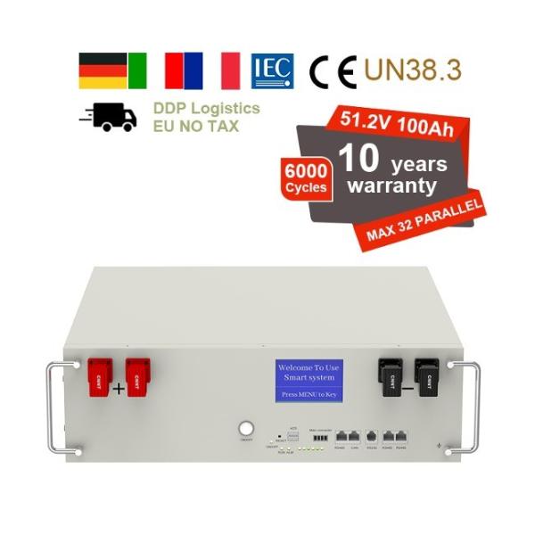 51.2V 100Ah 5kWh Lifepo4 Battery Pack With BMS Serve Rack For Home Energy