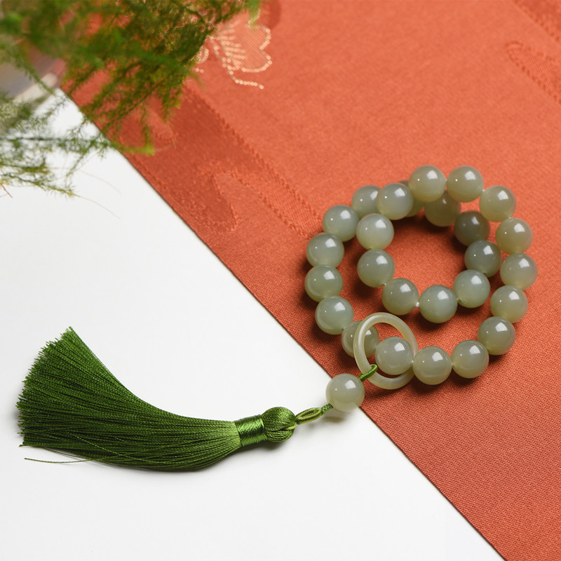 Fashion Hot Selling Multi-Size Jade Bracelet Hetian Jade Hand Bracelet Round Shape Unisex Couple Bracelet Women Jade Chain Natural Hetian Jade Beads