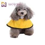 Reflective Striped Yellow Dog Raincoat With Hood PU Leather Lightweight Jackets