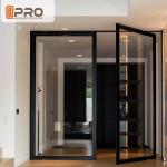 Commercial Aluminum Glass Single Pivot Door Black Color Powder Coated pivot