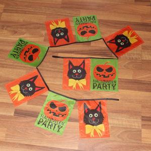 Wholesale Hallowen Rectangle Flag Bunting Cat and Pumpkin from china suppliers