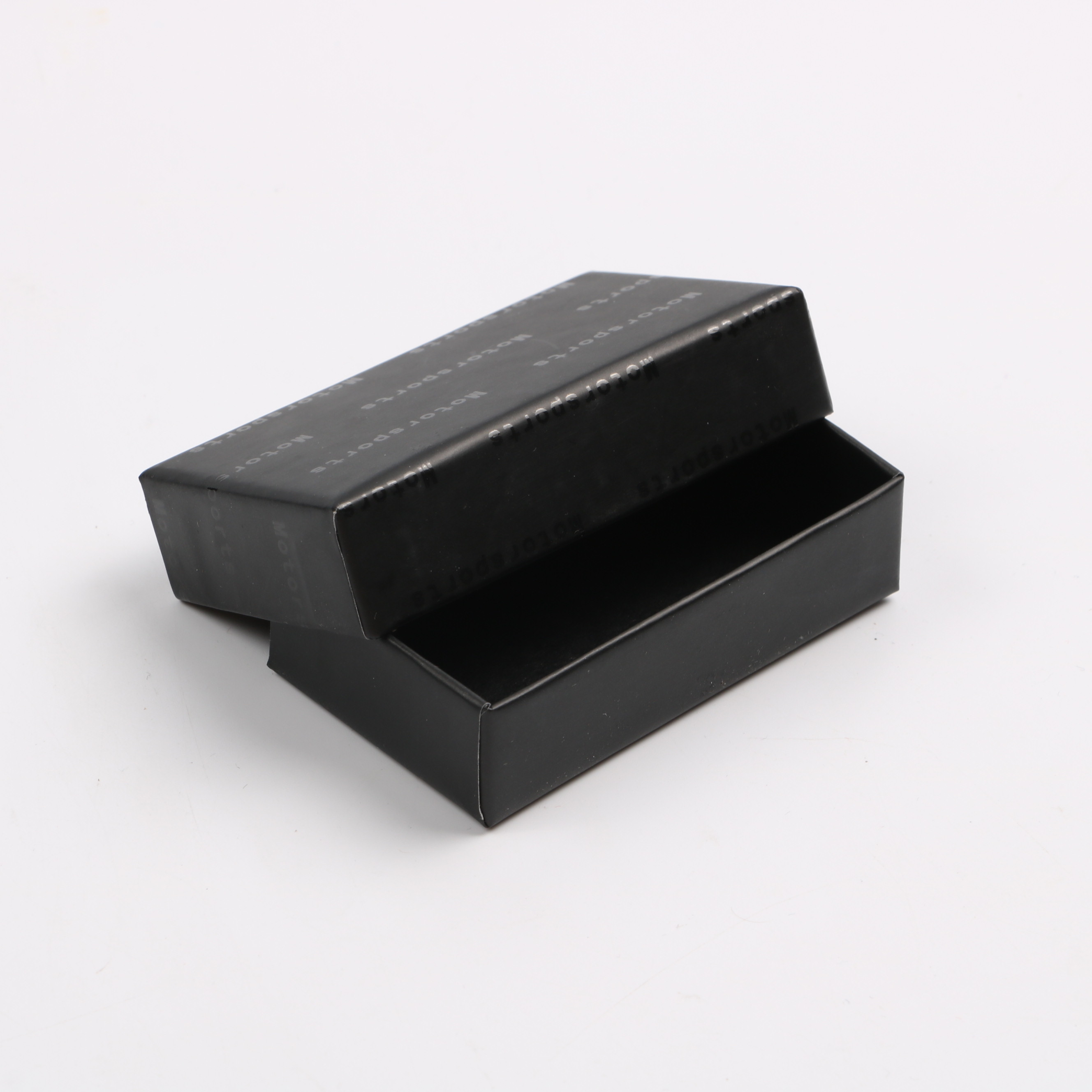 Black Rectangular Rigid Packaging Box Lid And Base Spot UV Single Side Coating Design Rectangular Shape