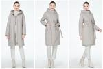 Vertical Stripe Long Padded Jacket Grey Ladies Smart Casual Jackets Belt Desing