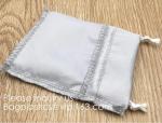 Custom Gold Pink Satin Hair Extension Packaging Bag,Soft And Shinny White Silk