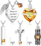 Urn Necklace For Ashes Keepsake Cremation Heart Cross Cubic Jewelry For Ashes