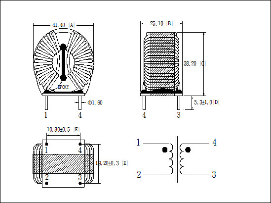 Vertical Common Mode Choke Choke Coil Inductor Through Hole Coil TG-CMC08