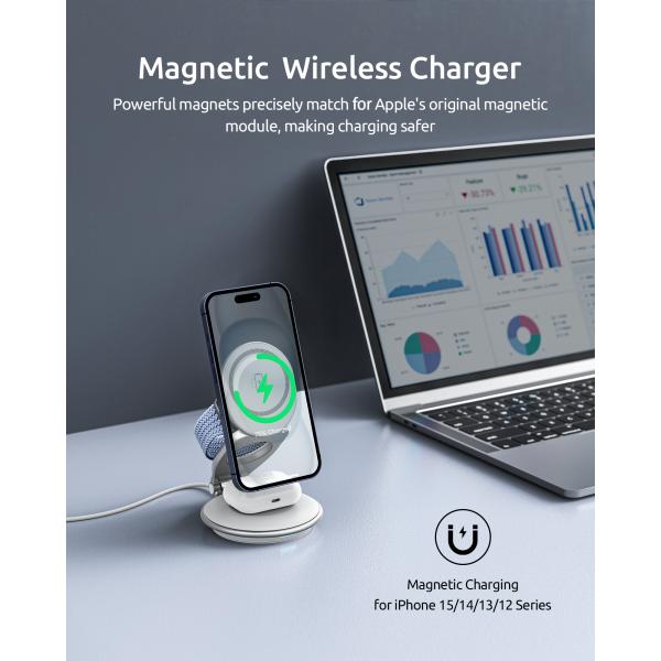 ABS Zinc Alloy Silicone 3In1 Wireless Charger Magnetic Folding Customized