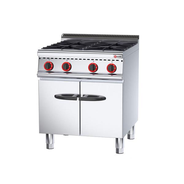 Commercial Heavy Duty Stainless Steel Gas Range with Cabinet and Four-cooker