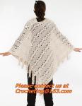 women yarn knitted hollow out crochet poncho to keep warm and fashion shawls