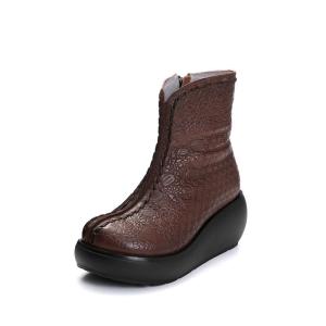 Wholesale S097 Leather retro folk style breathable soft handmade women's shoes 2018 autumn and winter personality short leather bo from china suppliers