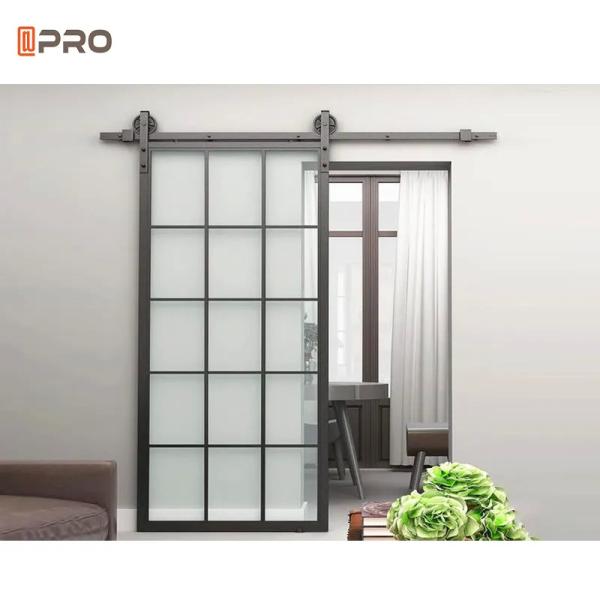 Manual Modern Interior Doors Hidden Track Mirrored Aluminum Tempered Glass