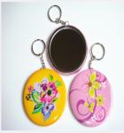 Promotional customed logo tin portable make up pocket mirror gift keychain