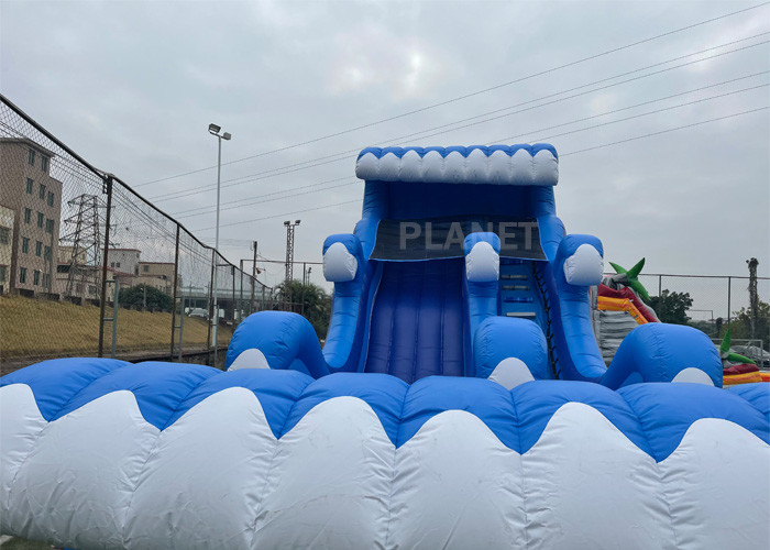 0.55mm PVC Backyard 15ft Inflatable Water Slides With Pool