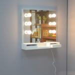 Wall Mounted USB Interface 4mm Mirror Wood Makeup Dressing Tables