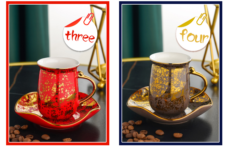 100ml Cups And Saucers Home Turkish Coffee Cups Set Arabic Red Gold