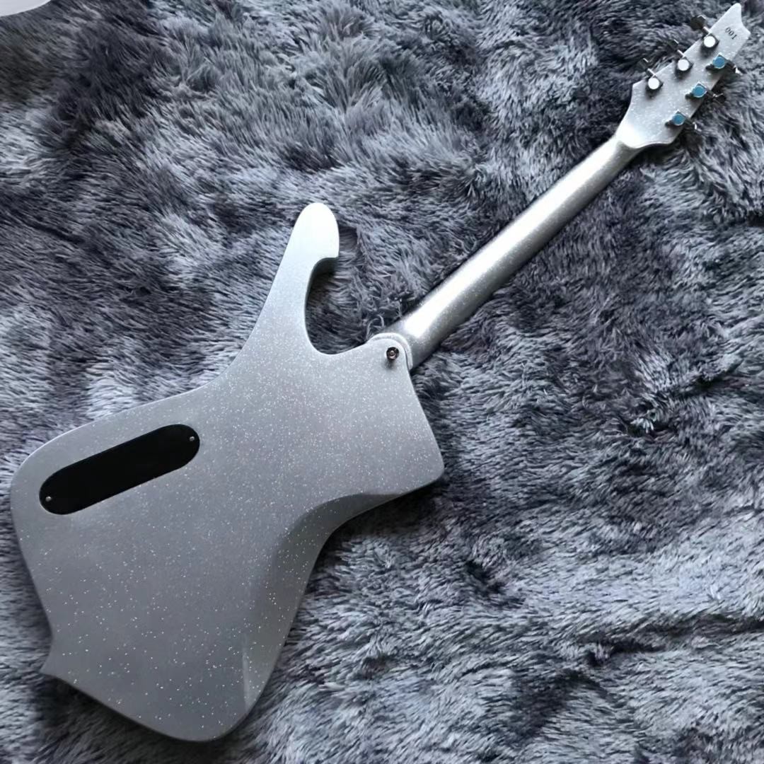 2021 NEW Custom Grand Electric Guitar with Silver Sparkling Finishing No Binding on Body Dot Inlay Chrome Hardware