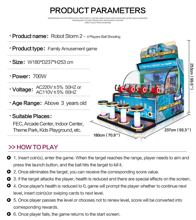 Robot Storm 2 - 4 Players Ball Shooting Game Ticket Redemption Arcade Game Machine