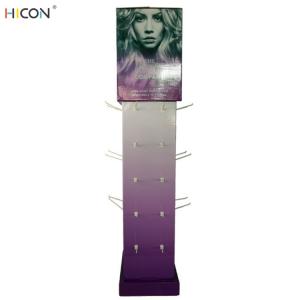 Wholesale Single-Sided Purple Cardboard Floor Displays Rack with Hooks from china suppliers