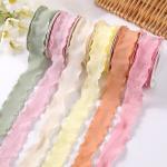 40mm Valentine'S Colored Jute Ribbon Linen Wrinkle Edge Jute Lattice Ribbon