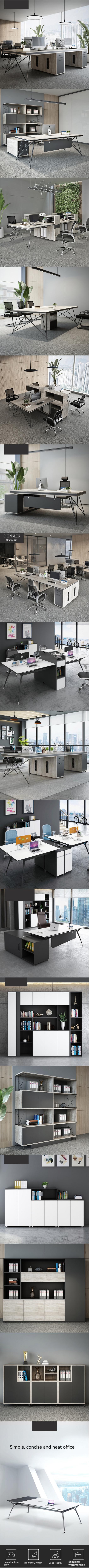 Business Office Set with Small Steel Structure and PANEL Wood Style Manager Desk