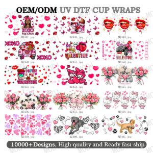 Wholesale VMy Love Skull Rose Valentine'S Day 20oz UV DTF Straight Wrap Transfers Stickers Custom Labels DIY Waterproof Logo from china suppliers