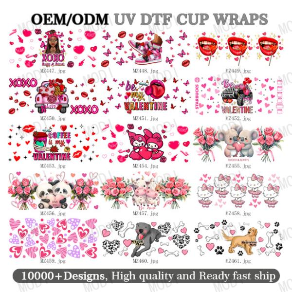 VMy Love Skull Rose Valentine'S Day 20oz UV DTF Straight Wrap Transfers Stickers