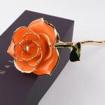 Rose Long Stem Dipped 24k Gold Rose preserved rose in Gift Box with Clear