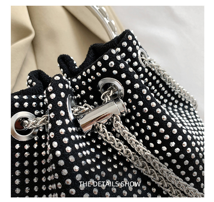 FLAP Closure Women's Classy Diamond Bucket Handbag Perfect for Wedding Dinner Party